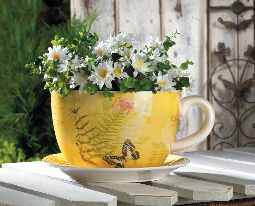 Large Garden Butterfly Teacup Planter | National Credit Direct
