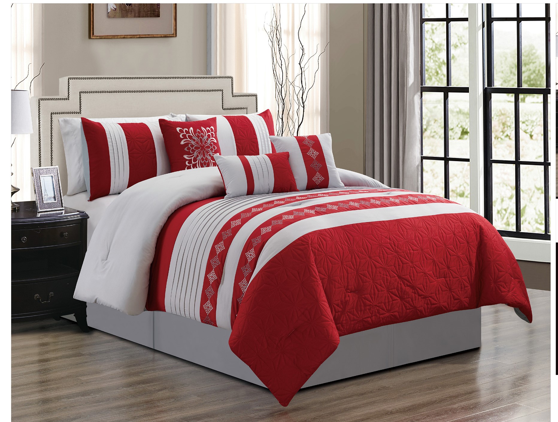 Red Grey Comforter Set Queen National Credit Direct