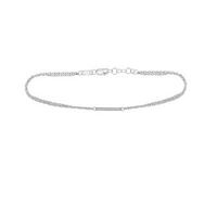 10k White Gold Round Diamond Single Row Bar Fashion Bracelet 1/20 Cttw