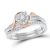 10k Two-Tone Gold Round Diamond Bridal Wedding Ring Set 1/4 Cttw