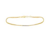 10k Yellow Gold Round Diamond Single Row Bar Fashion Bracelet 1/20 Cttw