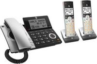 AT&amp;T - 2 Handset Corded/Cordless Answering System with Smart Call Blocker - Silver/Black