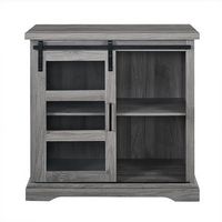 Walker Edison - Sliding Glass Door Modern Buffet Cabinet - Slate Gray