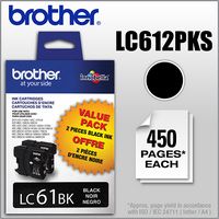 Brother - LC612PKS Standard-Yield 2-Pack Ink Cartridges - Black