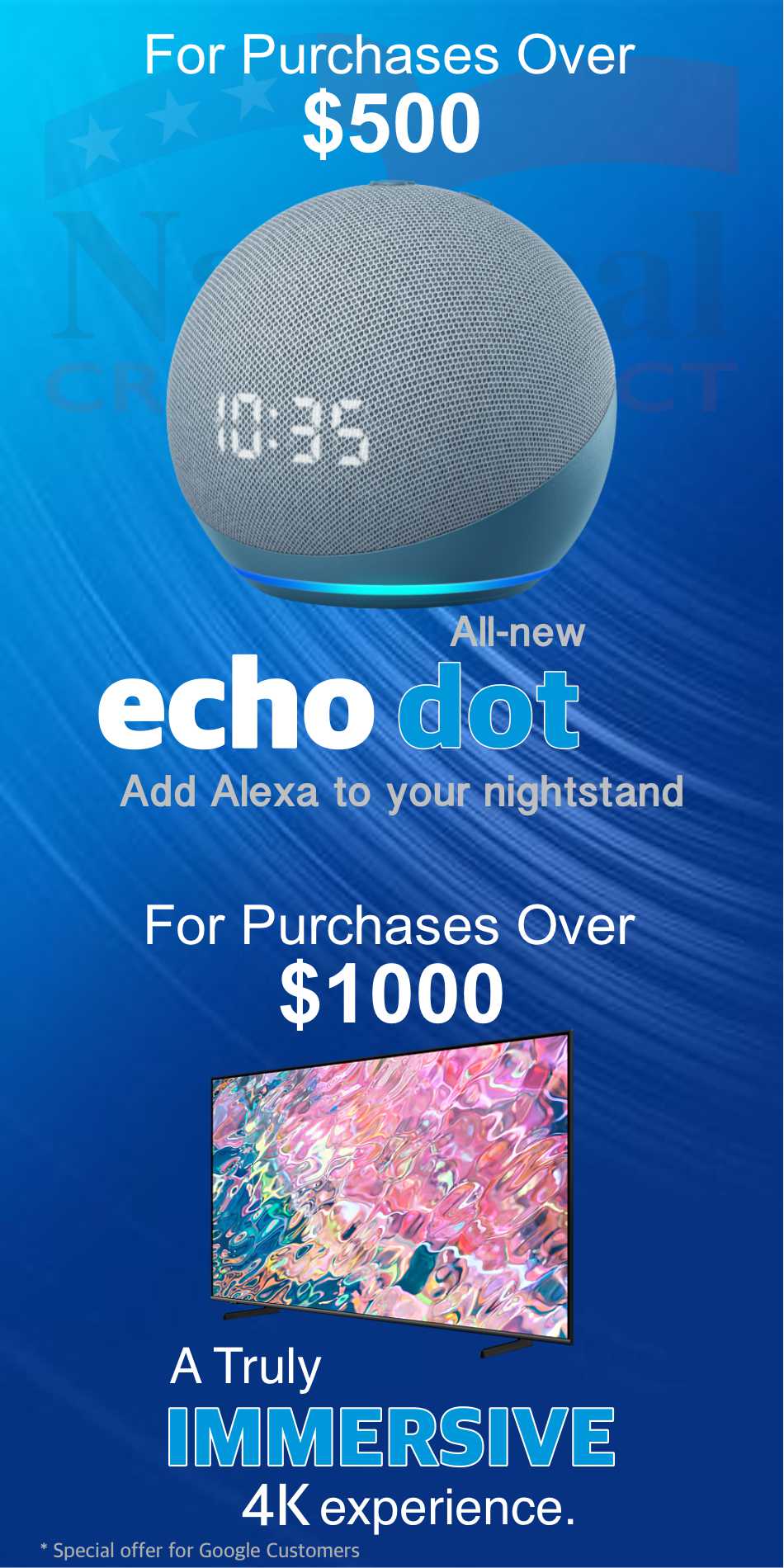 Get a Free LED TV or Alexa Echo Dot