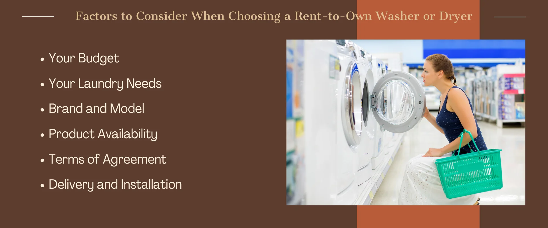Factors to Consider When Choosing a Rent-to-Own Washer or Dryer