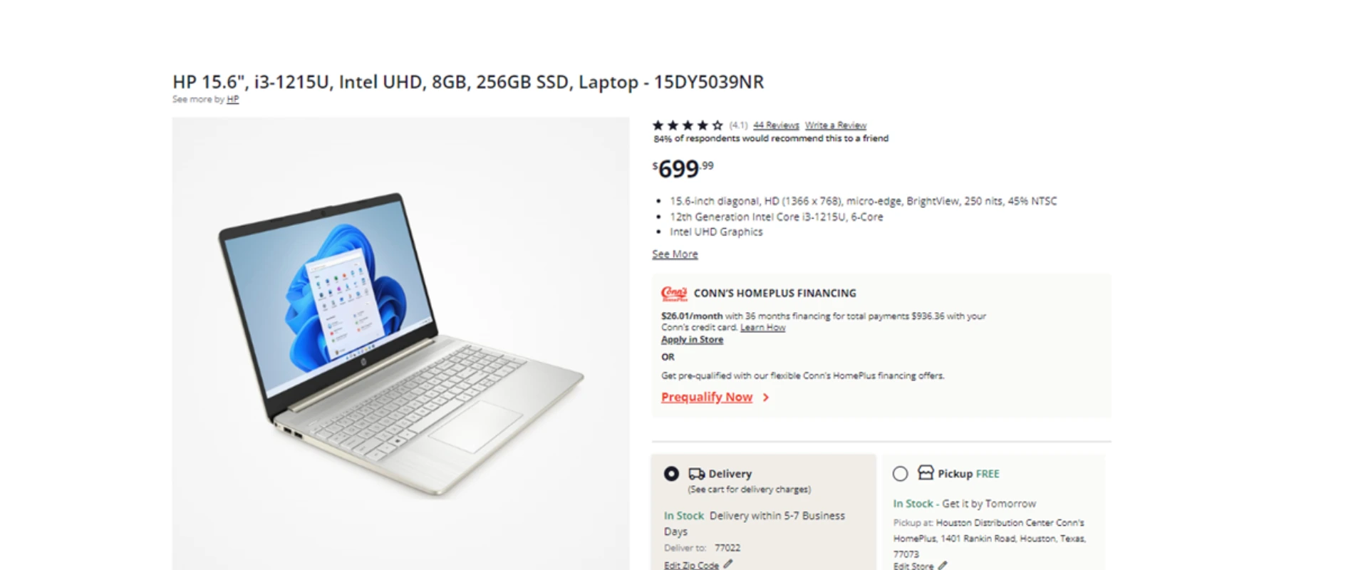 Placing an Order Online at Conn’s HomePlus