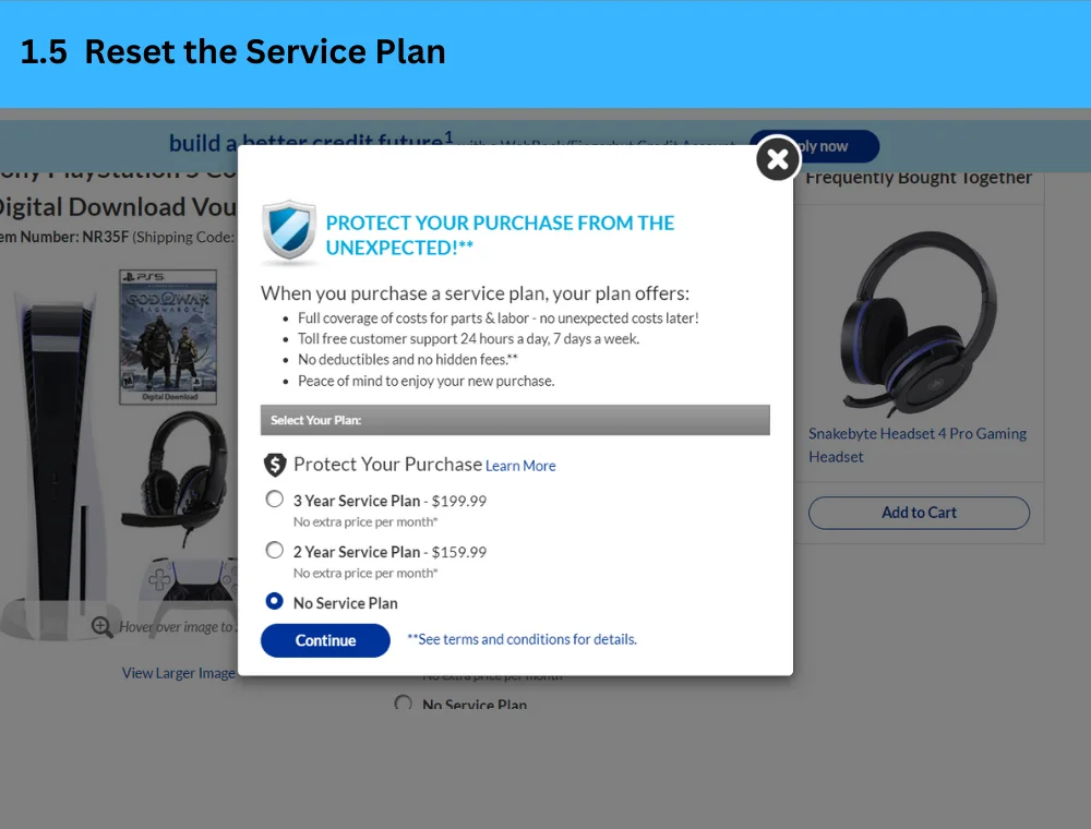 Reset the Service Plan