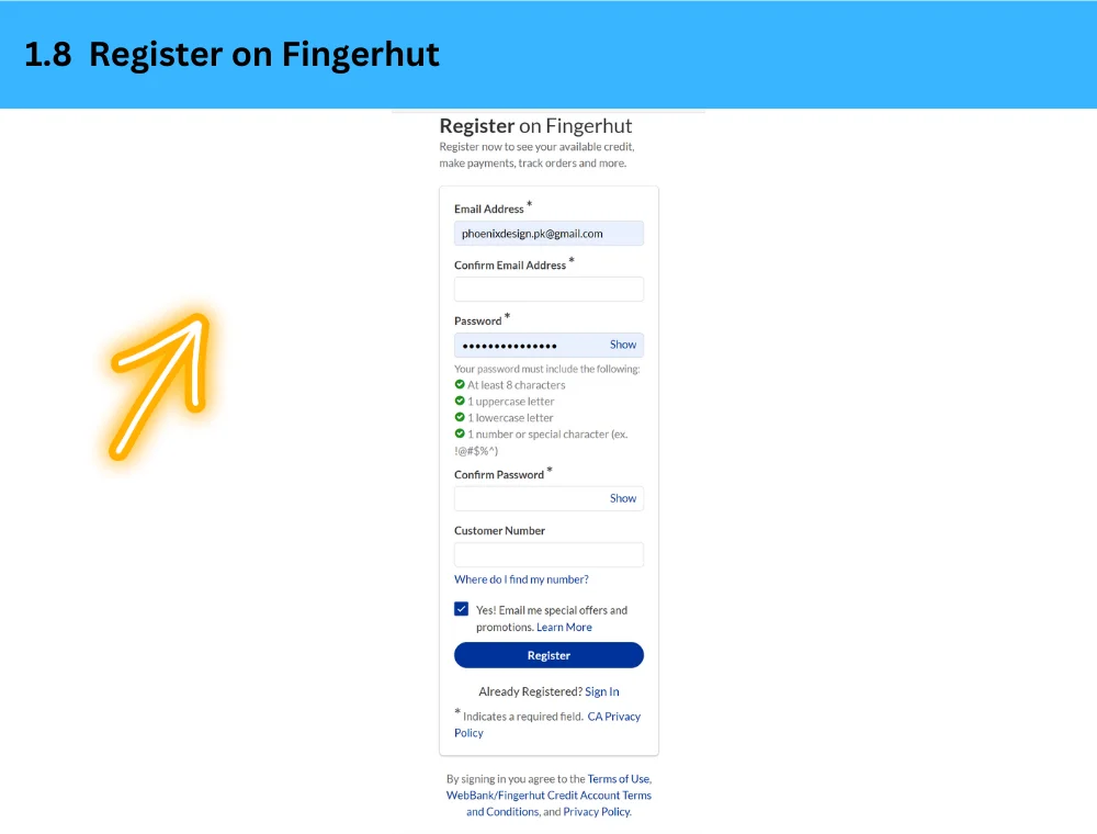 Register on Fingerhut