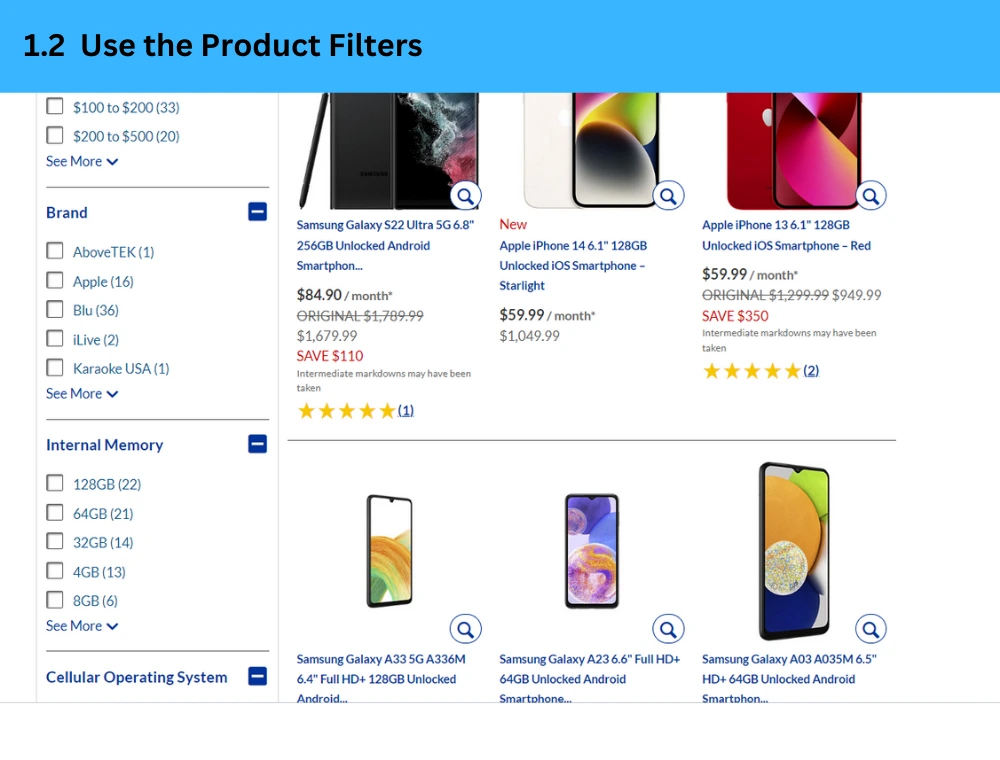 Use the product filters