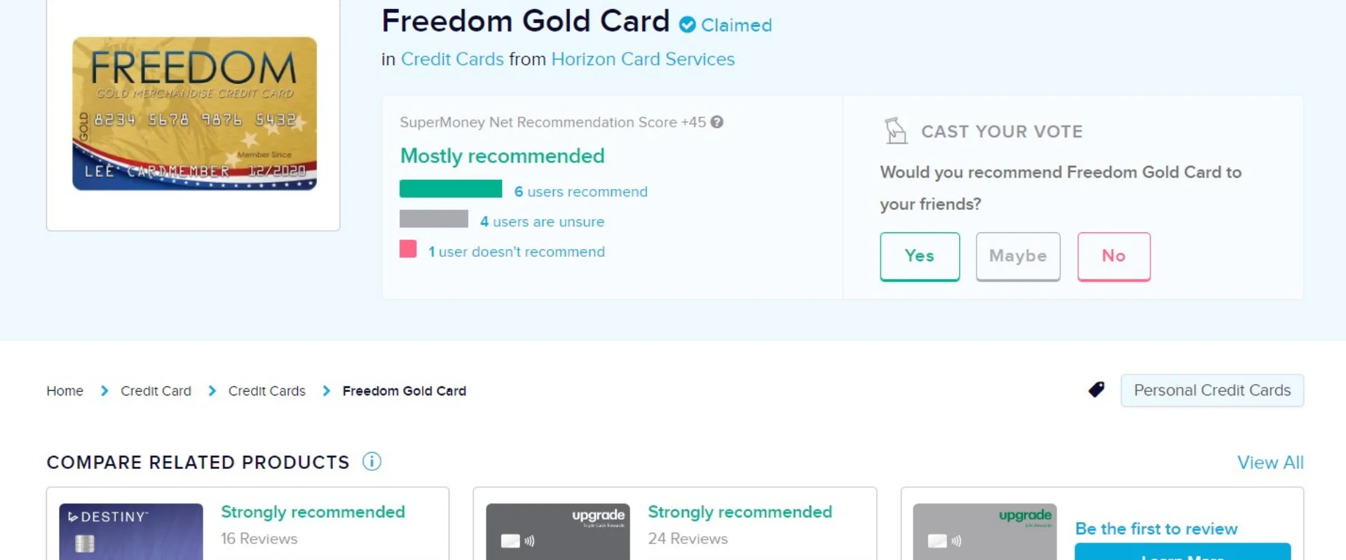 Freedom Gold Card Review