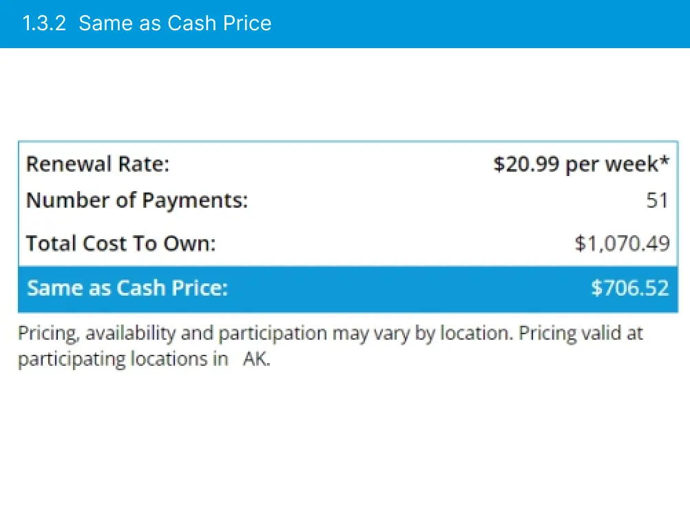 Rent A Center pricing options