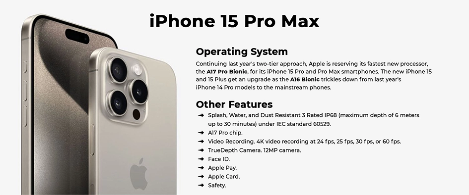 Operating System and Other Features of the Apple iPhone 15 Pro Max Operating System and Other Features of the Apple iPhone 15 Pro Max