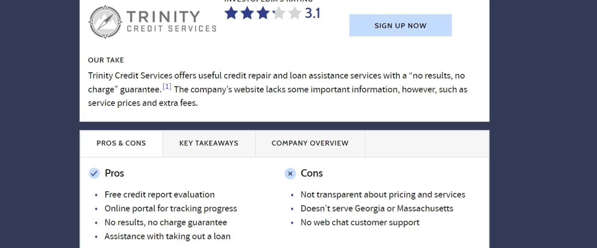 Pros & Cons of Trinity Credit Services